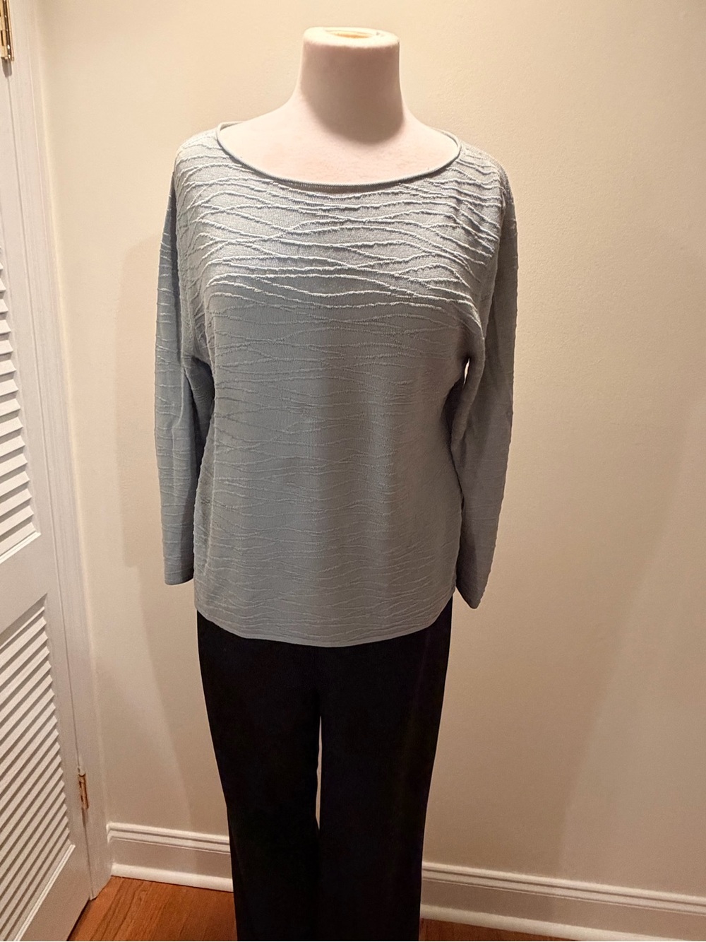 Eileen Fisher Sage Textured Boatneck Long-Sleeve Top
